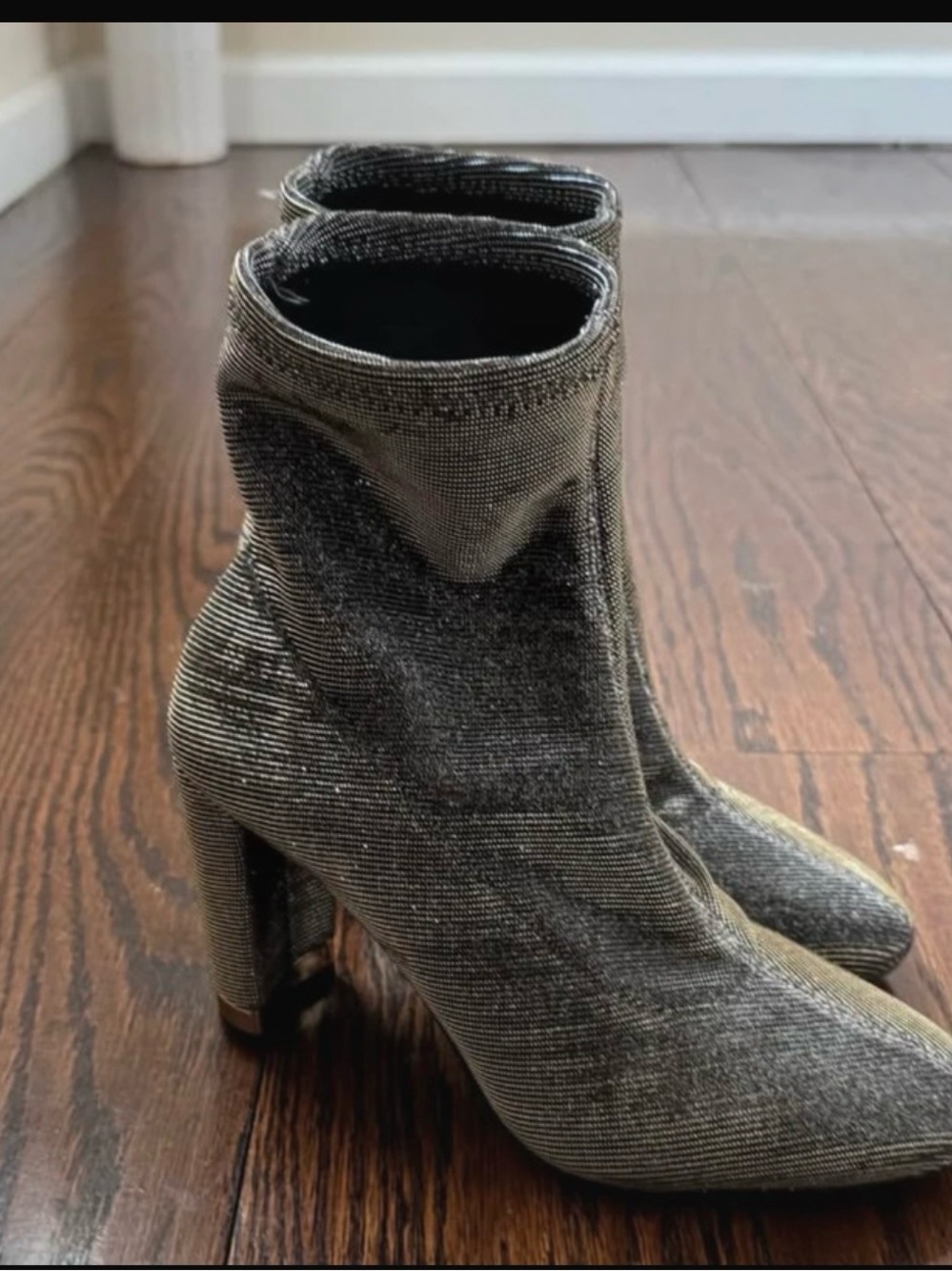 Michael Kors Metallic Silver Stretch Sock Ankle Booties